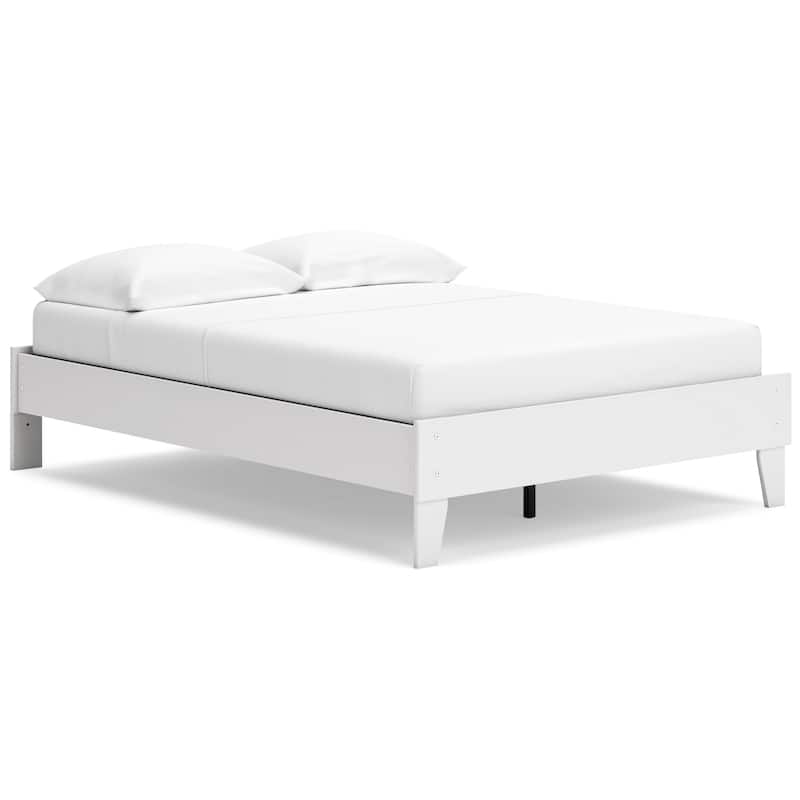 Alli Full Size Platform Bed, Modern Matte White Wood, Low Profile Legs