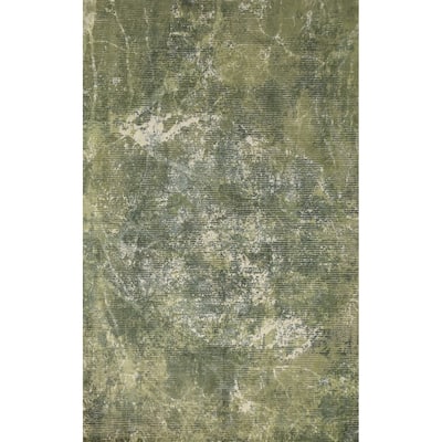 Hand Knotted Oriental Viscose Silk Carpet Modern Abstract Green Abstract Area Rug - 7' 7'' X 5' 4''