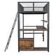 preview thumbnail 25 of 28, Metal Loft Bed Twin Size Bed Frame with Long Desk and Several Storage Shelves Under the Bed, Controllable LED & Charging Station