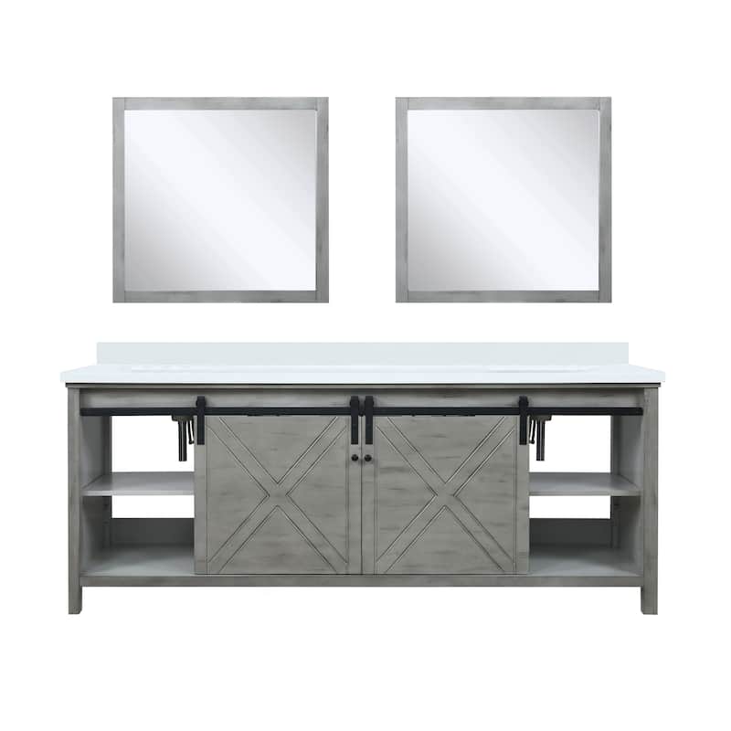 Marsyas 84 in W x 22 in D Brown Double Bath Vanity, Cultured Marble Countertop and 34 in Mirrors