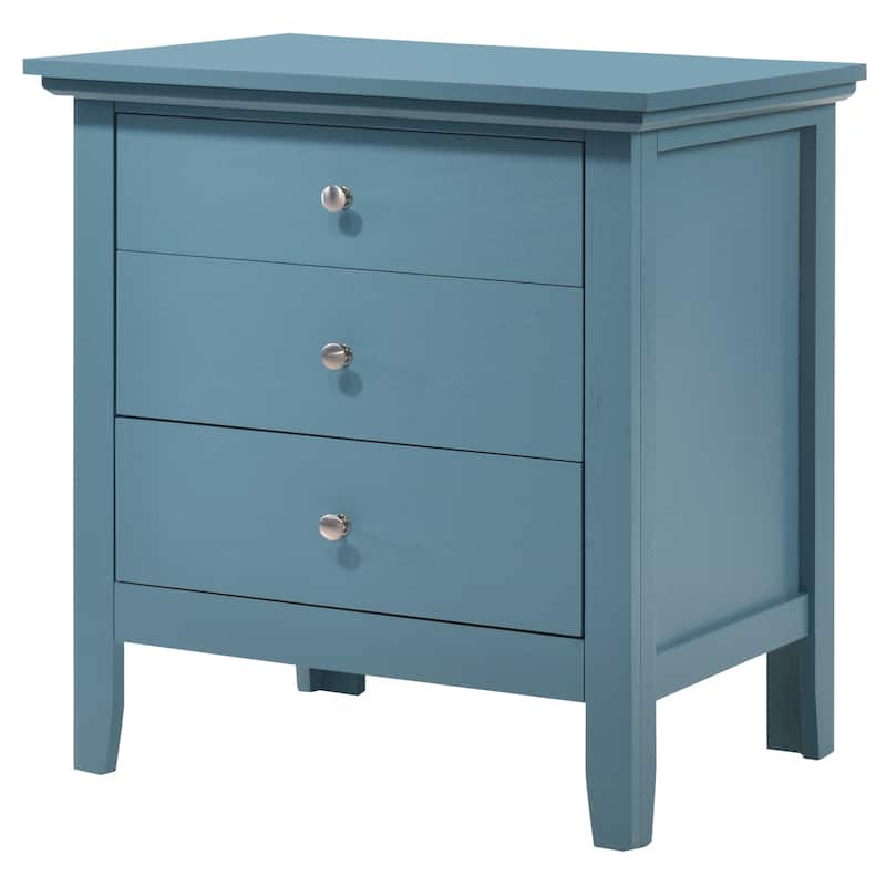 Teal Nightstand 26x24x18 with Three Spacious Drawers, Compact Bedside Table for Bedroom Storage and Vibrant Stylish Accent