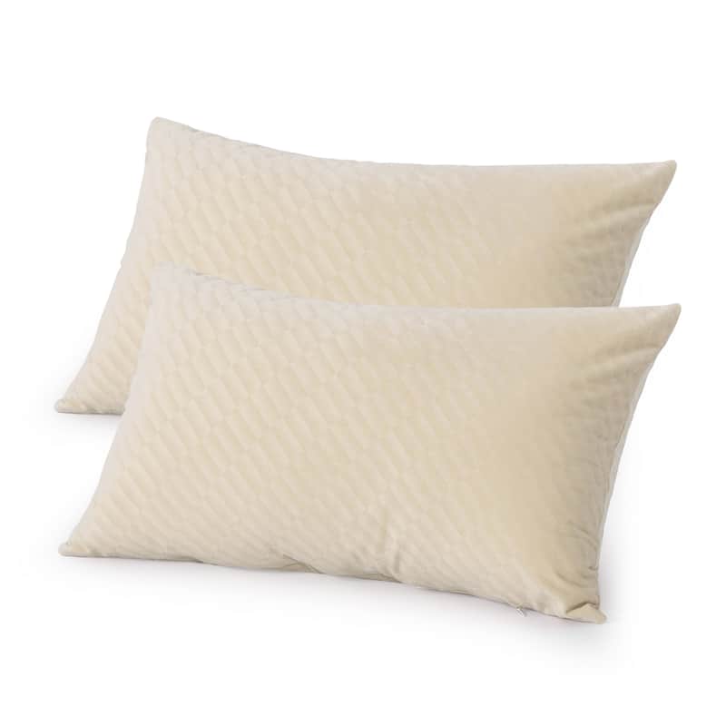 Adeco Set of 2 12"x 20" Rectangular Pillowcase Fabric Throw Pillow Covers - Rice White
