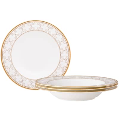 Noritake Trefolio Gold Set Of 4 Soup Bowls, 8-1/2", 12 oz.