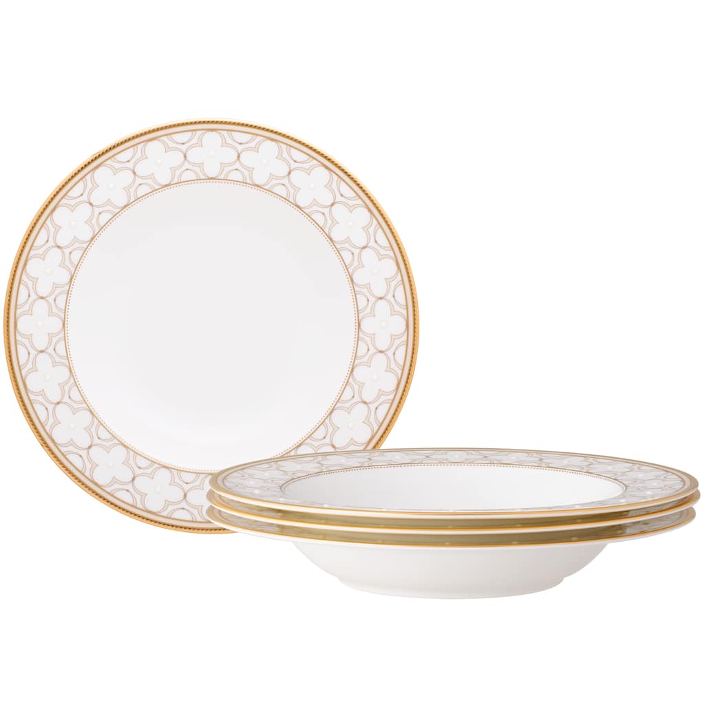 Noritake Trefolio Gold Set Of 4 Soup Bowls, 8-1/2", 12 oz.