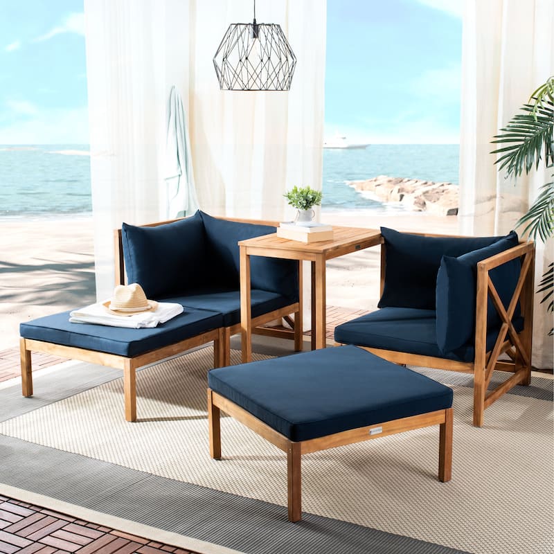 SAFAVIEH Outdoor Living Ronson 5 Pc Sectional Set - 26.9 x 26.9 x 26.8 - Navy
