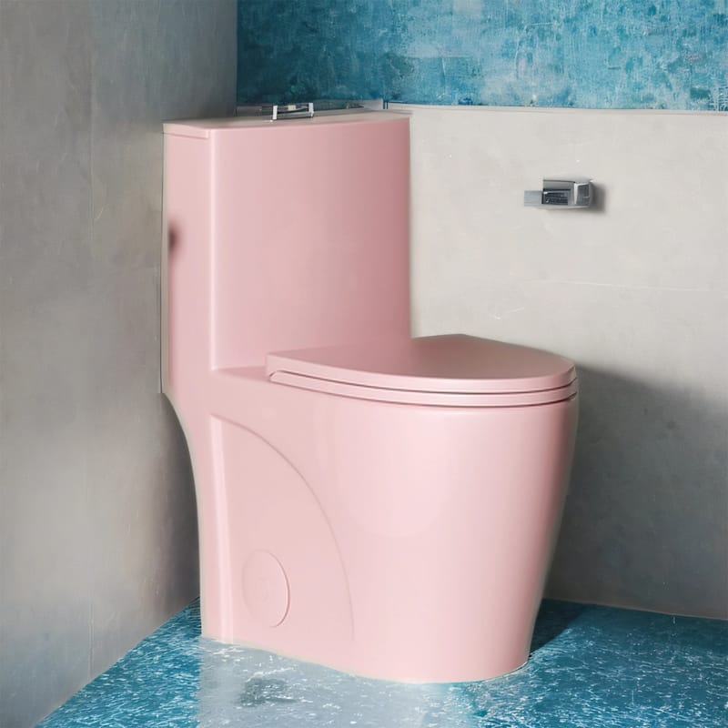 1.6/1.1GPF Dual-Flush One-Piece Toilet, Elongated ADA, 12" S-Trap,Pink