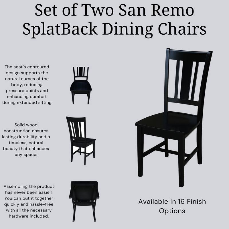 International Concepts Solid Wood San Remo Splatback Chairs - Set of 2