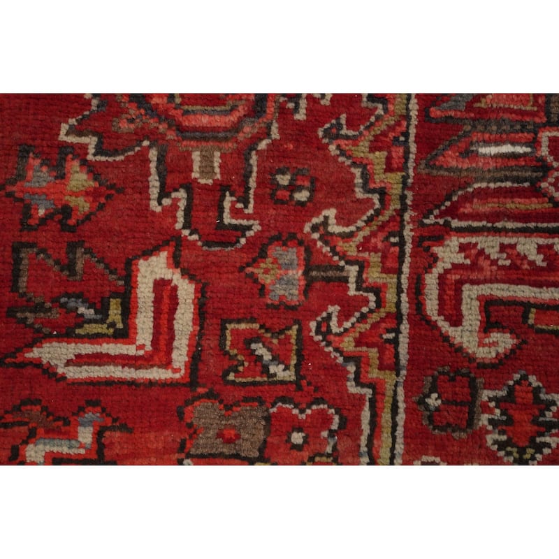 Hand Knotted Oriental 100% Wool Carpet Traditional Medallion Red Heriz Area Rug - 10' 8'' X 7' 11''
