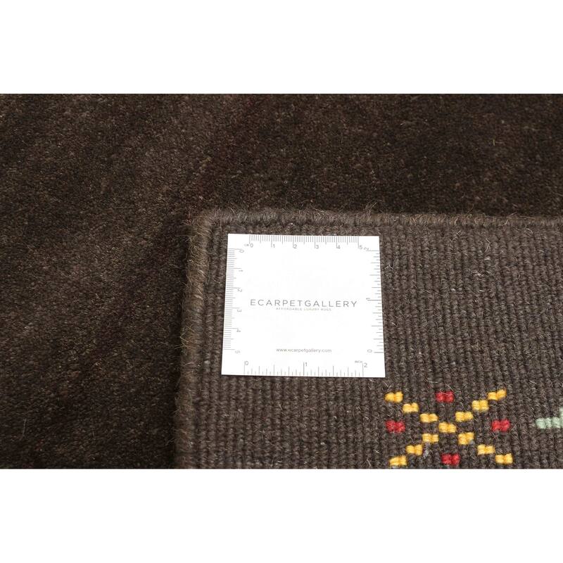 ECARPETGALLERY Hand Loomed Kashkuli Gabbeh Dark Brown Wool Rug - 3'0 x 4'9