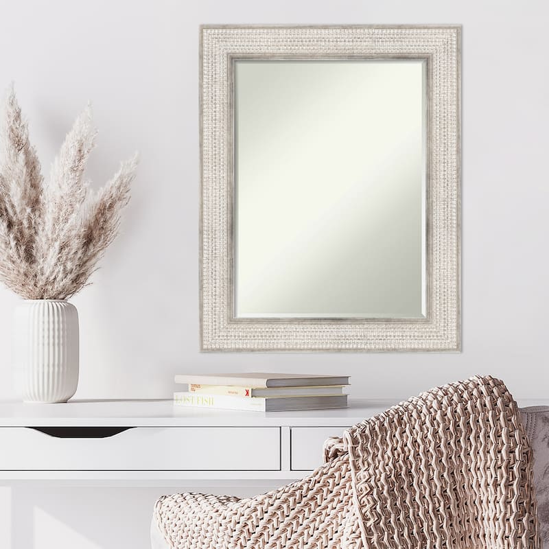 Petite Bevel Wood Wall Mirror - Trellis Silver Frame - Trellis Silver - 24 x 30 in