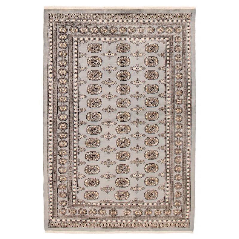 Finest Peshawar Bokhara Grey Rug 5'5" x 7'9" - 5'5 x 7'9 - Grey - 5'5 x 7'9