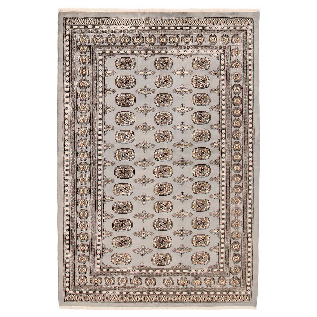 Finest Peshawar Bokhara Grey Rug 5'5" x 7'9" - 5'5 x 7'9