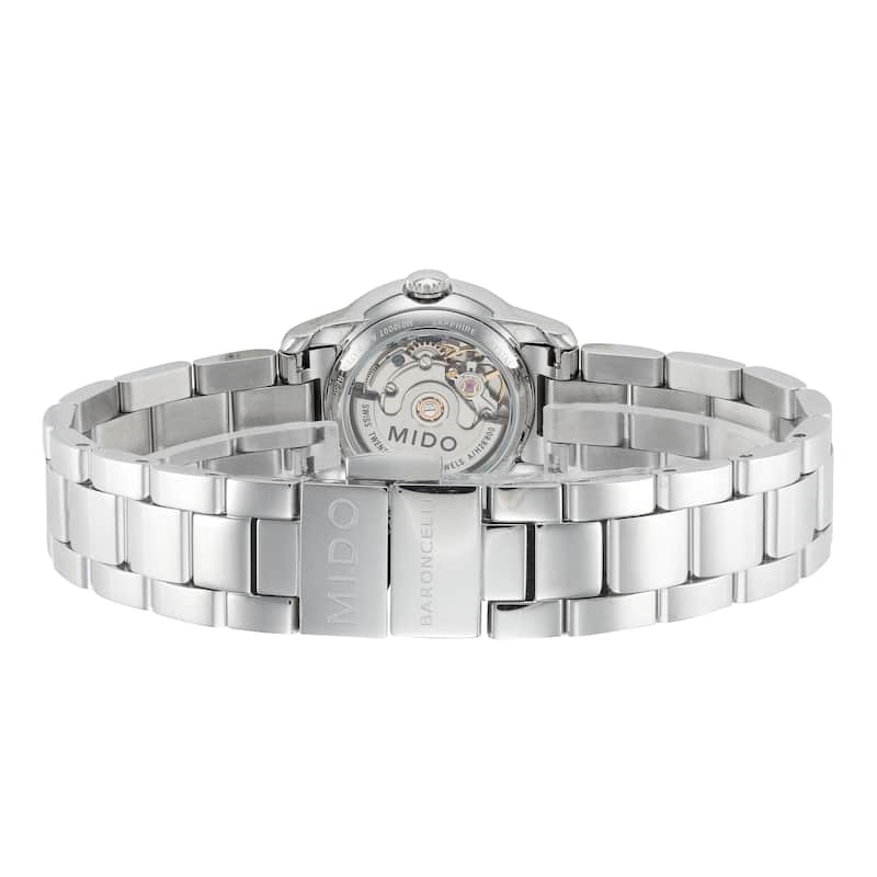 Mido Women's Baroncelli III 25mm Black Dial Stainless Steel Automatic Watch - Silver-Tone - One Size