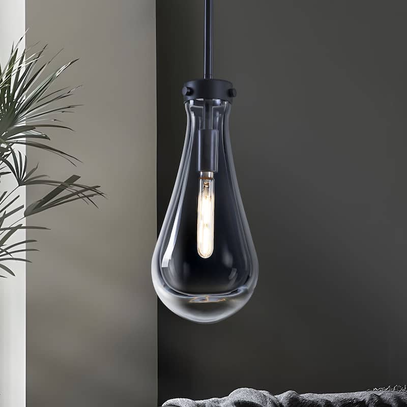 Starsky 1-Light Teardrop Modern Clear Raindrop Glass Pendant