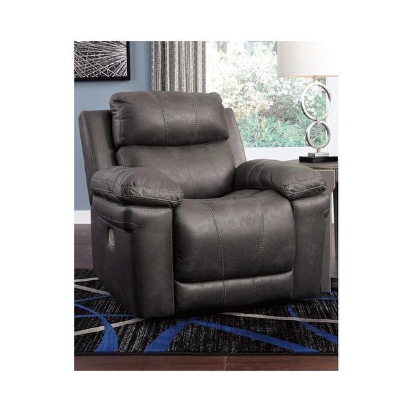 Erlangen Contemporary Power Recliner Adjustable Headrest Midnight On