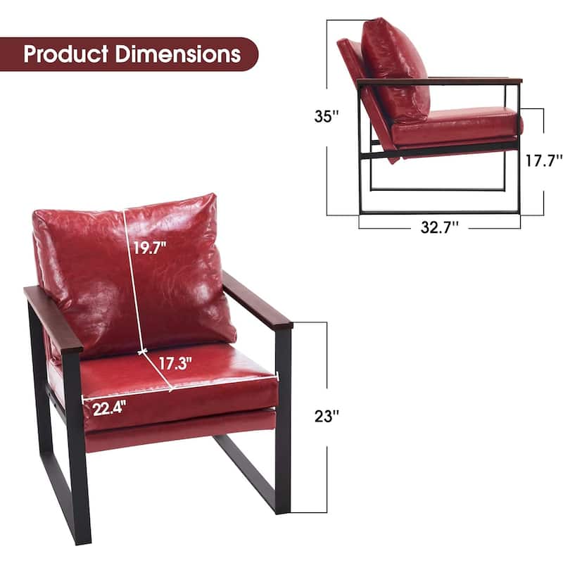 MCombo set of 2 Modern Accent Chair with Upholstered Cushion, Faux Leather HQ304