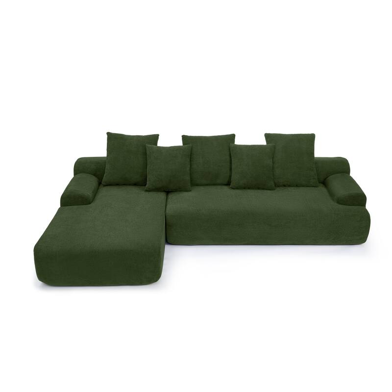 Roomfitters Modern Upholstered L-Shape Sectional Sofa, Modular Compressed Couch for Living Room Bedroom, Melange Velvet