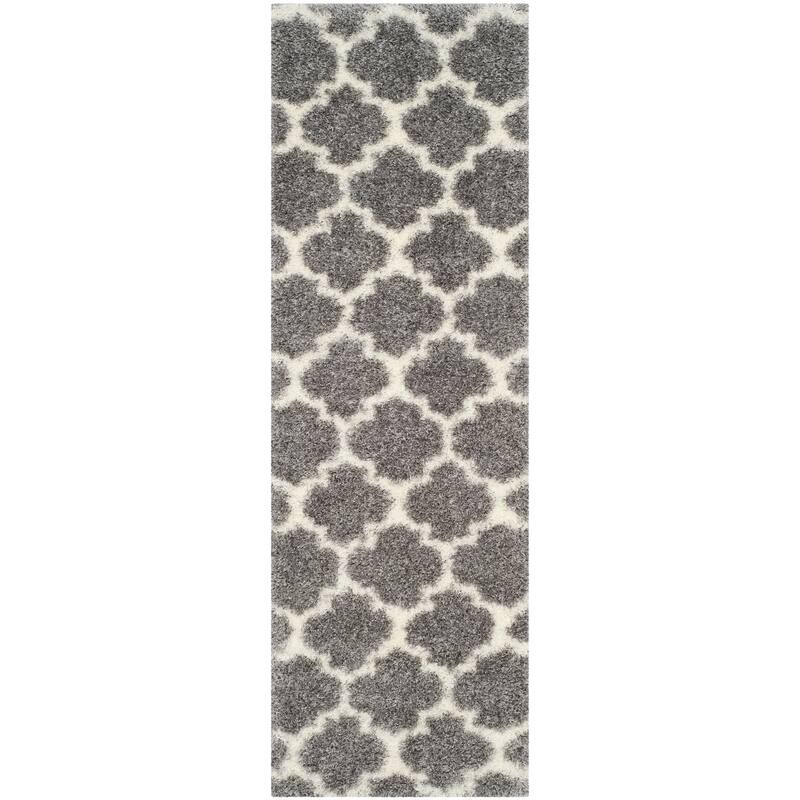SAFAVIEH Montreal Shag Rosalyn 2-inch Thick Rug - 2'3" x 9' Runner - Grey/Ivory