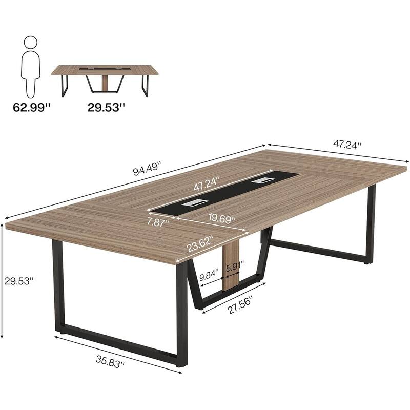 8FT Conference Table, 94.49 L Large Meeting Table for 10 People