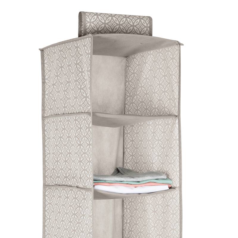 Simplify 6 Shelf Boho Hanging Closet Organizer in Grey - 11.81" x 11.81" x 47.24"