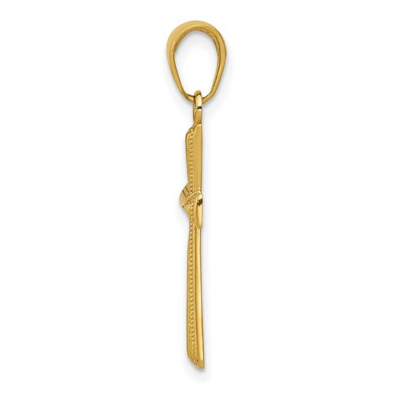 Curata 14k Yellow Gold 18" Diamond-Cut X Cross Pendant Necklace - 27x14mm