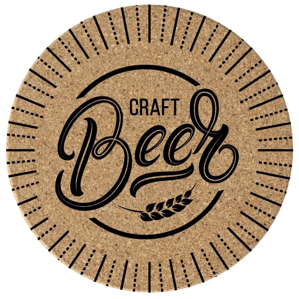 Craft Beer 4 Pack Absorbent Cork Coaster Made in The USA 4" Round