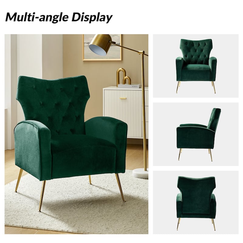 Abadiana Accent Tufted Chair with Metal Base by HULALA HOME