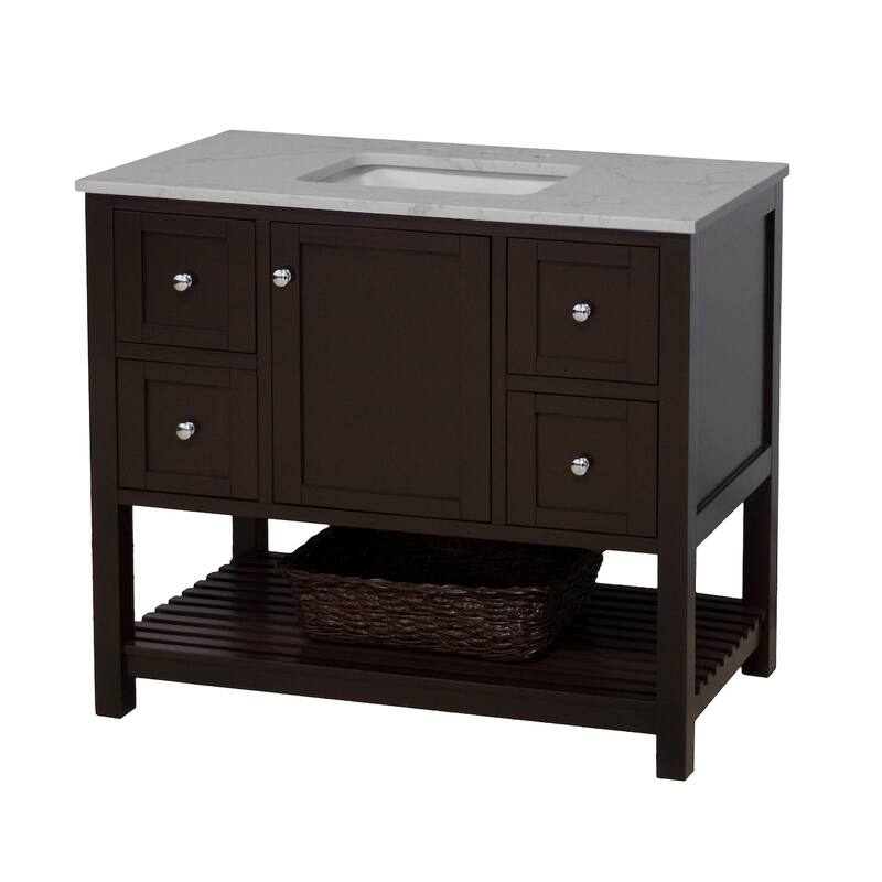 KitchenBathCollection Lakeshore 42" Bathroom Vanity with Engineered Carrara Top