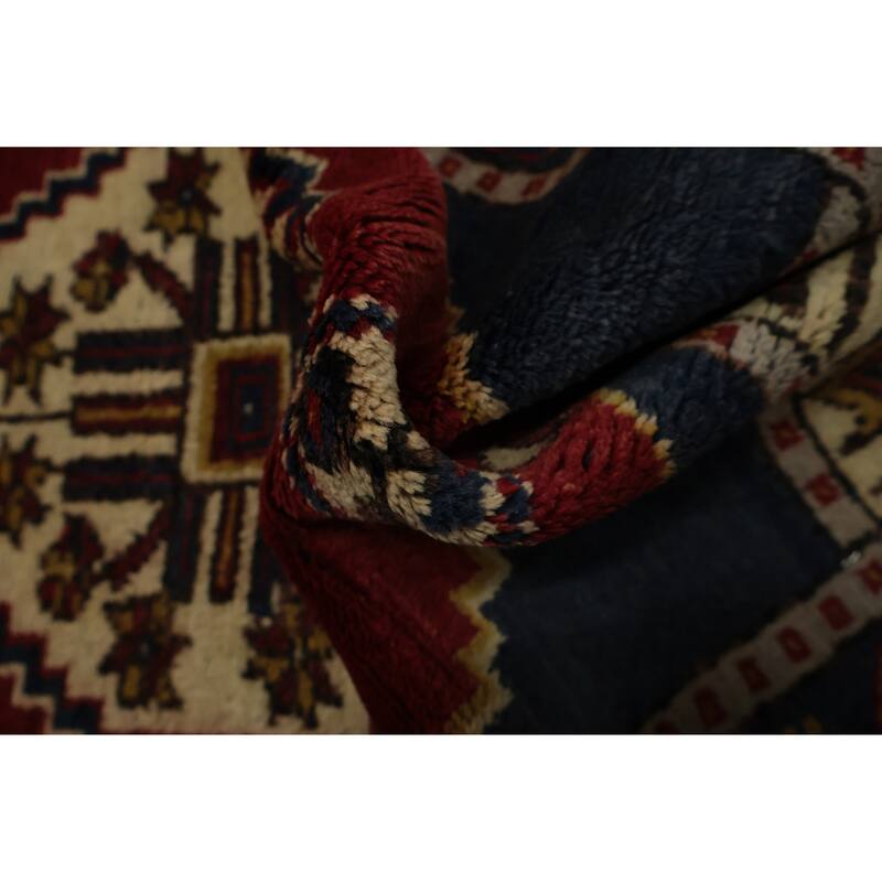 Hand Knotted Oriental 100% Wool Carpet Transitional Geometric Navy Blue & Blues Anatolian Area Rug - 2' 10'' X 1' 9''