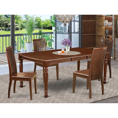 Rectangle Dining Set 5pc - 60x78 Inch Table & 4 Chairs - Wood Dining Room Furniture
