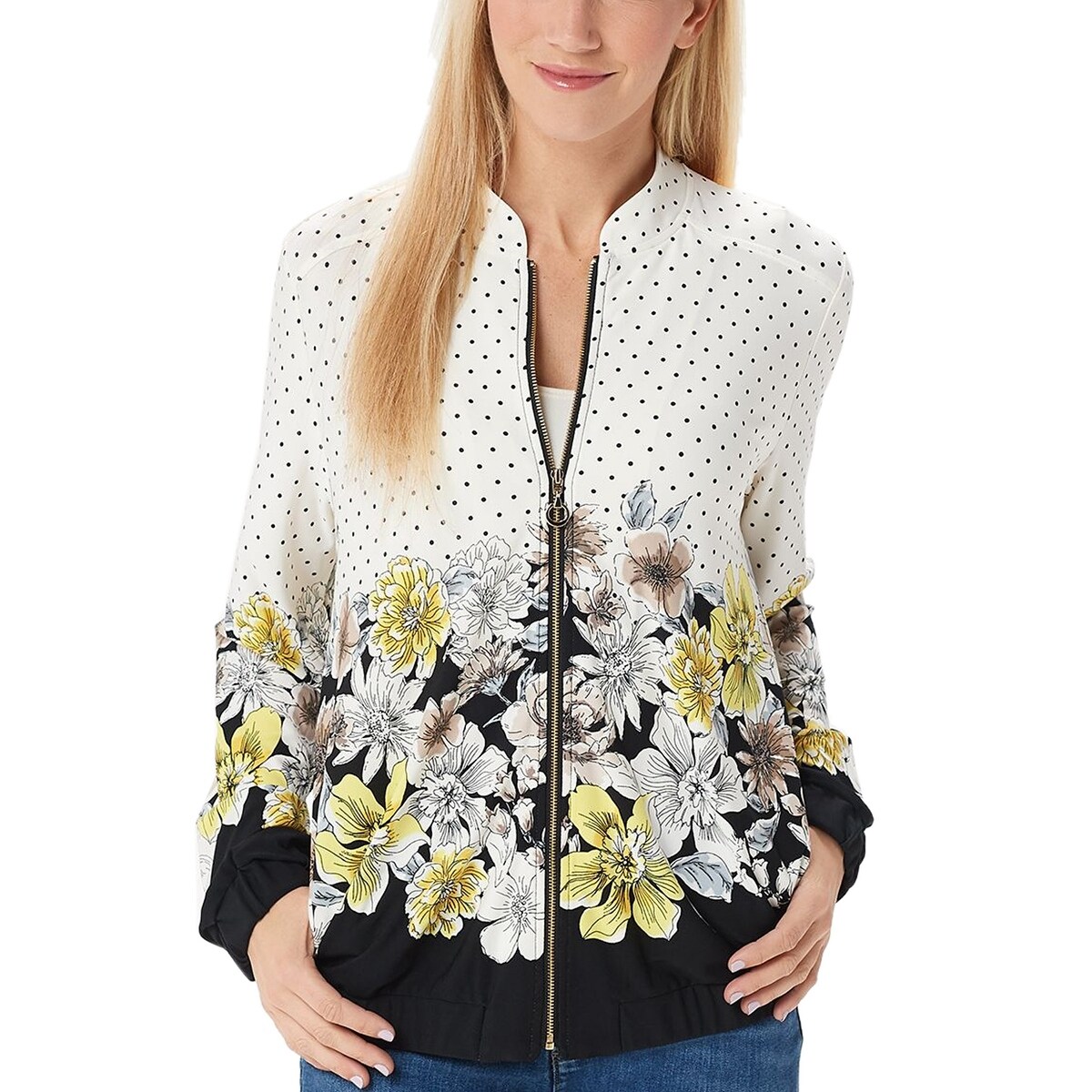 Shop Susan Graver Womens Print Liquid Knit Bomber Jacket Small