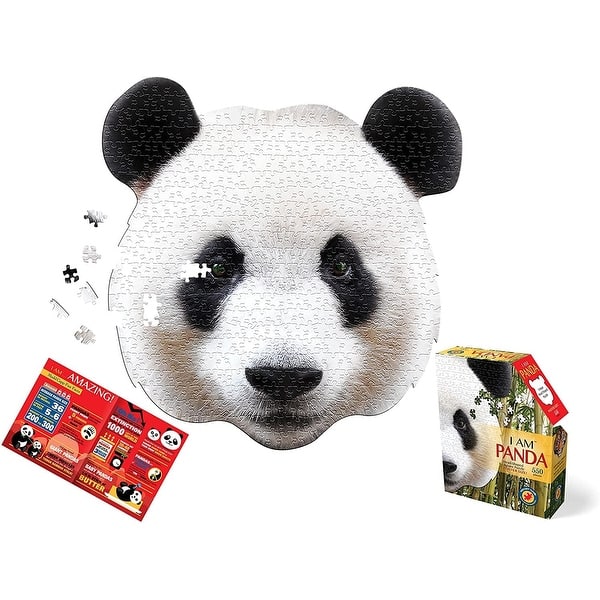 slide 2 of 4, I AM Panda 550 Piece Animal Head-Shaped Jigsaw Puzzle
