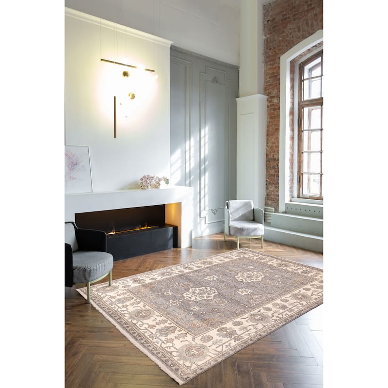 ECARPETGALLERY Hand-knotted Jules Serapi Dark Grey Wool Rug - 8'0 x 10'1