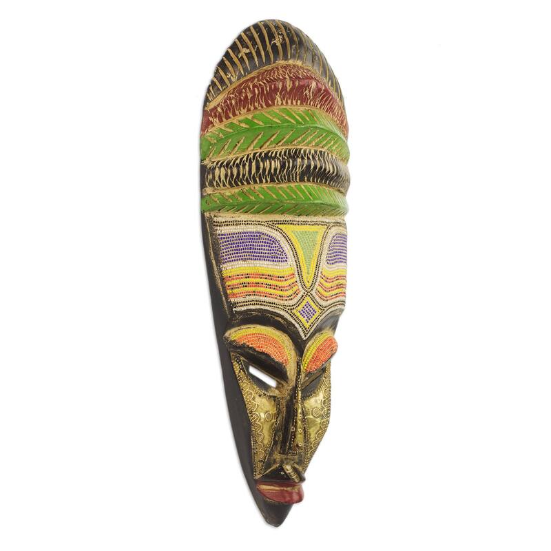 Novica Handmade Beaded Mother African Wood Mask