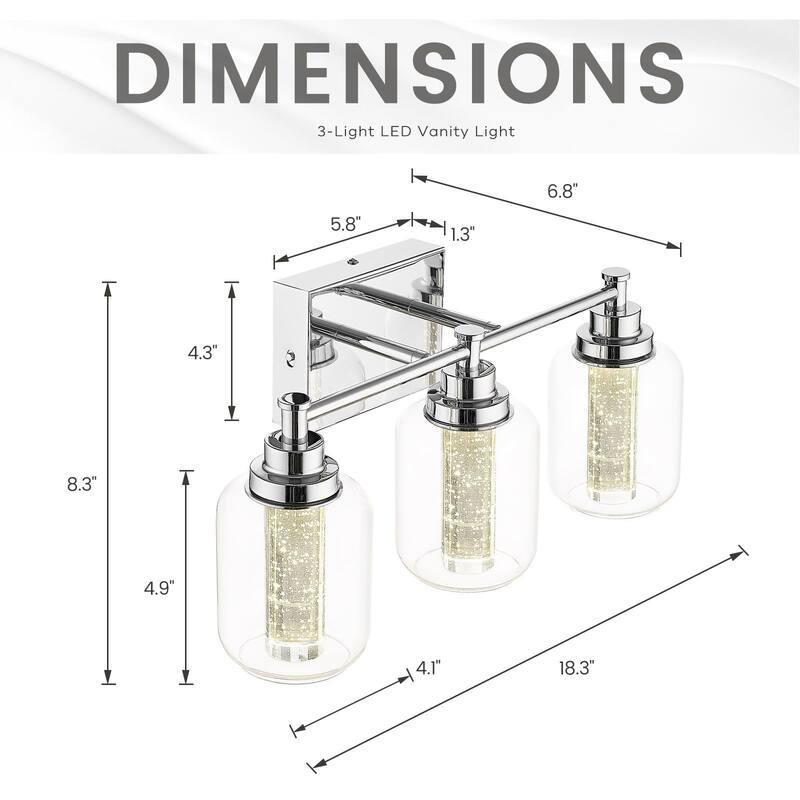 3-Light 14W LED Bathroom Vanity Light Fixture