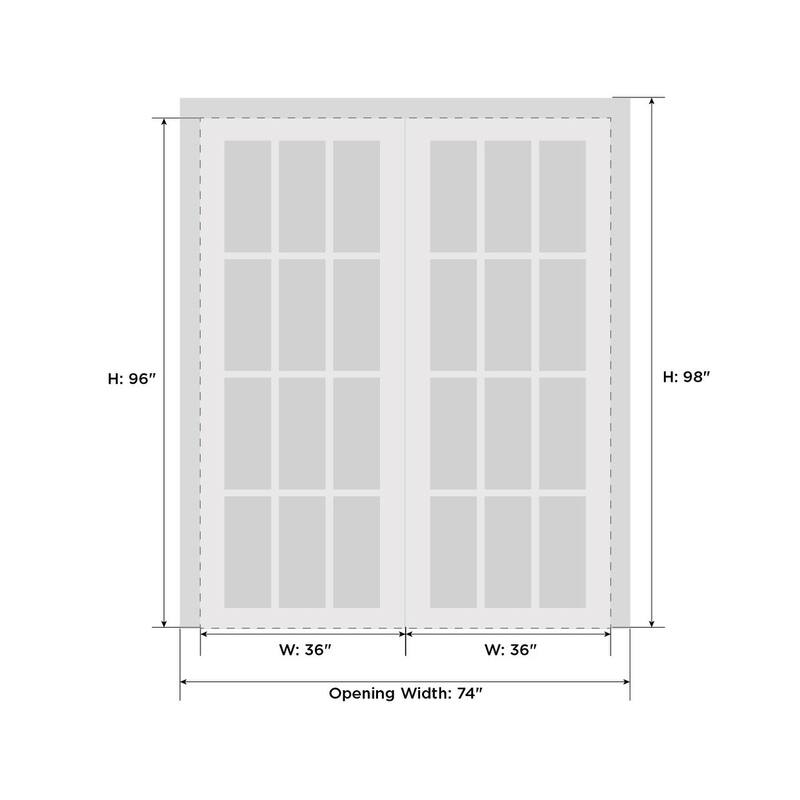 SartoDoors Quadro 4002 | Interior French Doors Double French | Solid Wood w/ Glass | Slab Only | 36x80, Oak