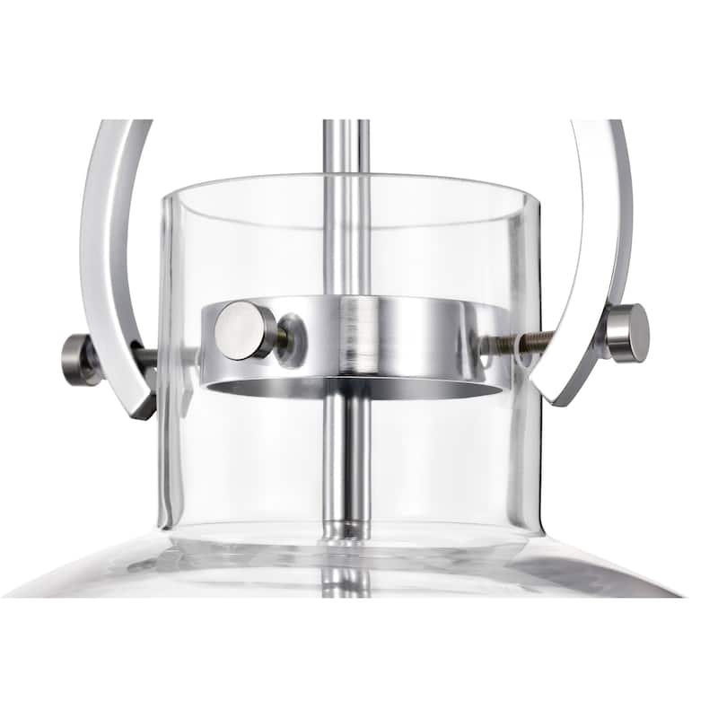 Chrome 1-Light 14 Inch Globe Shaped Clear Glass Pendant
