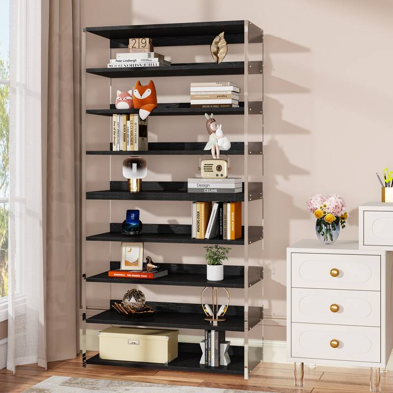 9-Tier Wood Shoe Storage Rack with Acrylic Side for Entryway
