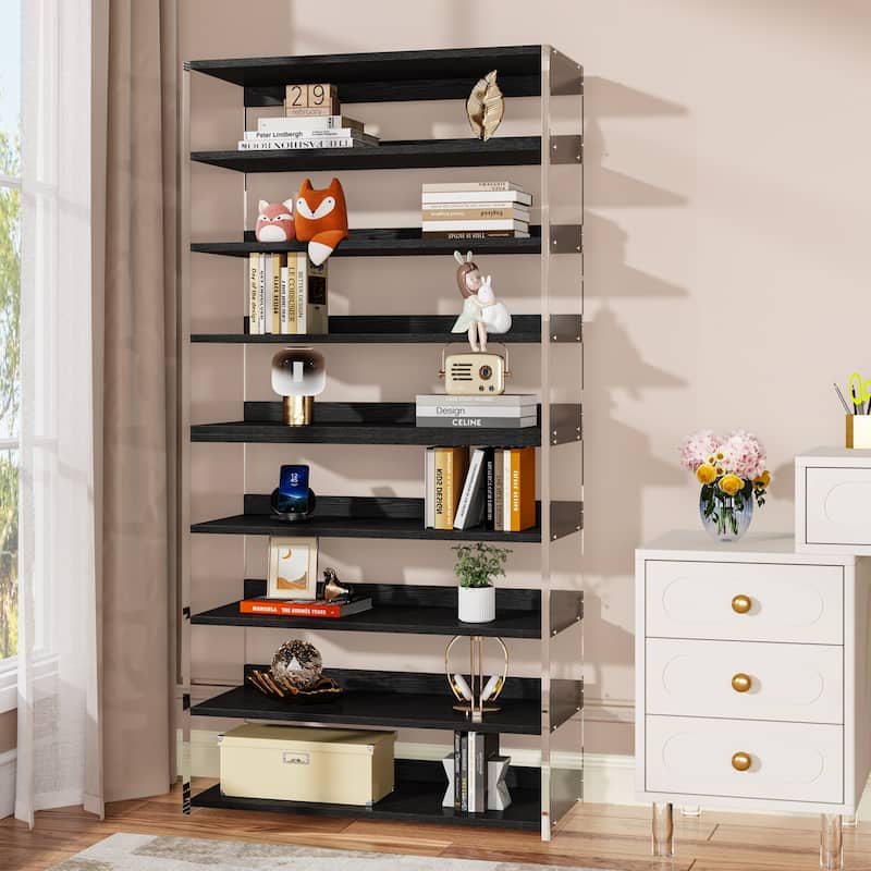 Bookshelf with Wood Shelves, Modern Bookcase, Display Storage Rack for Living Room, Bedroom, Home Office