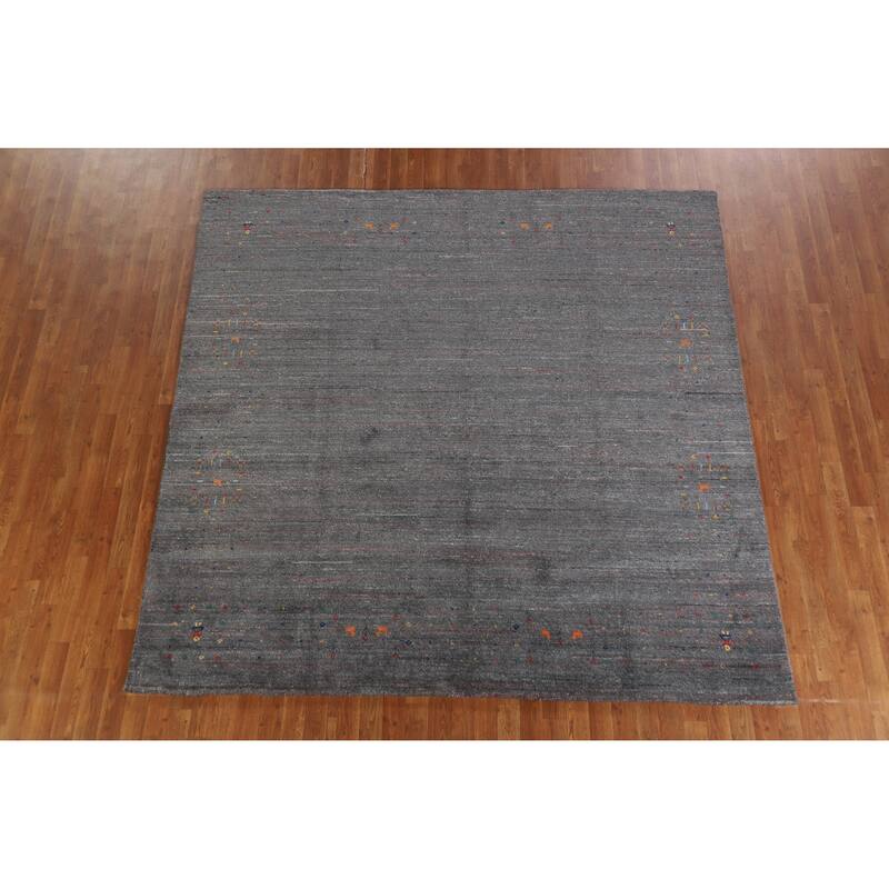 Hand Knotted Oriental 100% Wool Carpet Tribal Tribal Greys & Charcoal Gabbeh Area Rug - 8' 1'' X 8' 2''