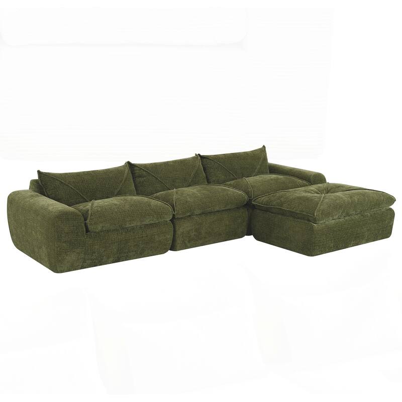 Compressed Sofa with High Density Foam, Integrated Backrest&Seat Cushion, Decorative Edging