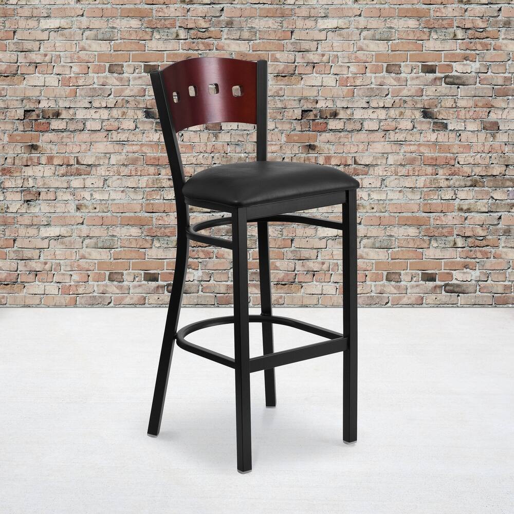 2 Pk. Hercules Series Decorative 4 Square Back Metal Restaurant Barstool - 19.75"W x 20"D x 43"H