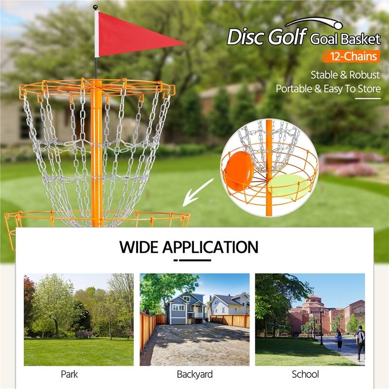 Yaheetech 12-Chain Disc Golf Basket Portable Metal Disc Golf Target
