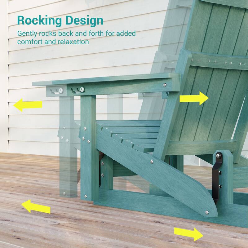 Glider Adirondack Chair 3-Position Adjustable, HDPE Wood-Like Texture