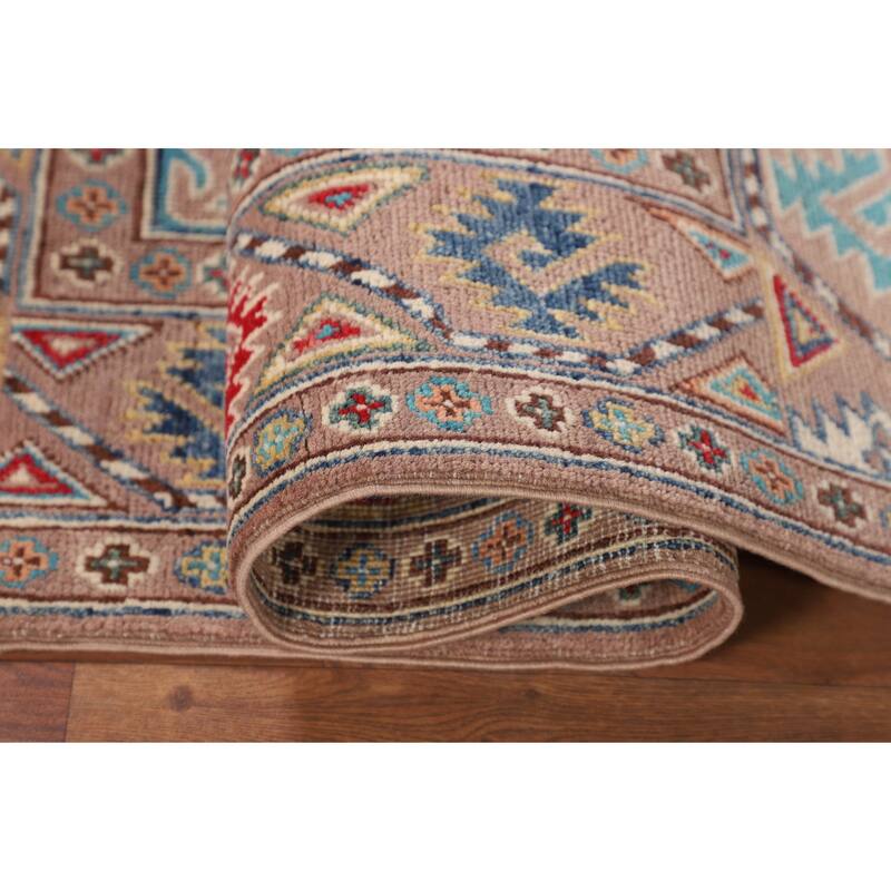 Traditional Beige Kazak Accent Rug Hand-Knotted Wool Carpet - 2'8" x 4'3"