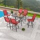 preview thumbnail 3 of 20, Patio Festival 6-Person Bar Height Swivel Bistro/ Dining Set Red