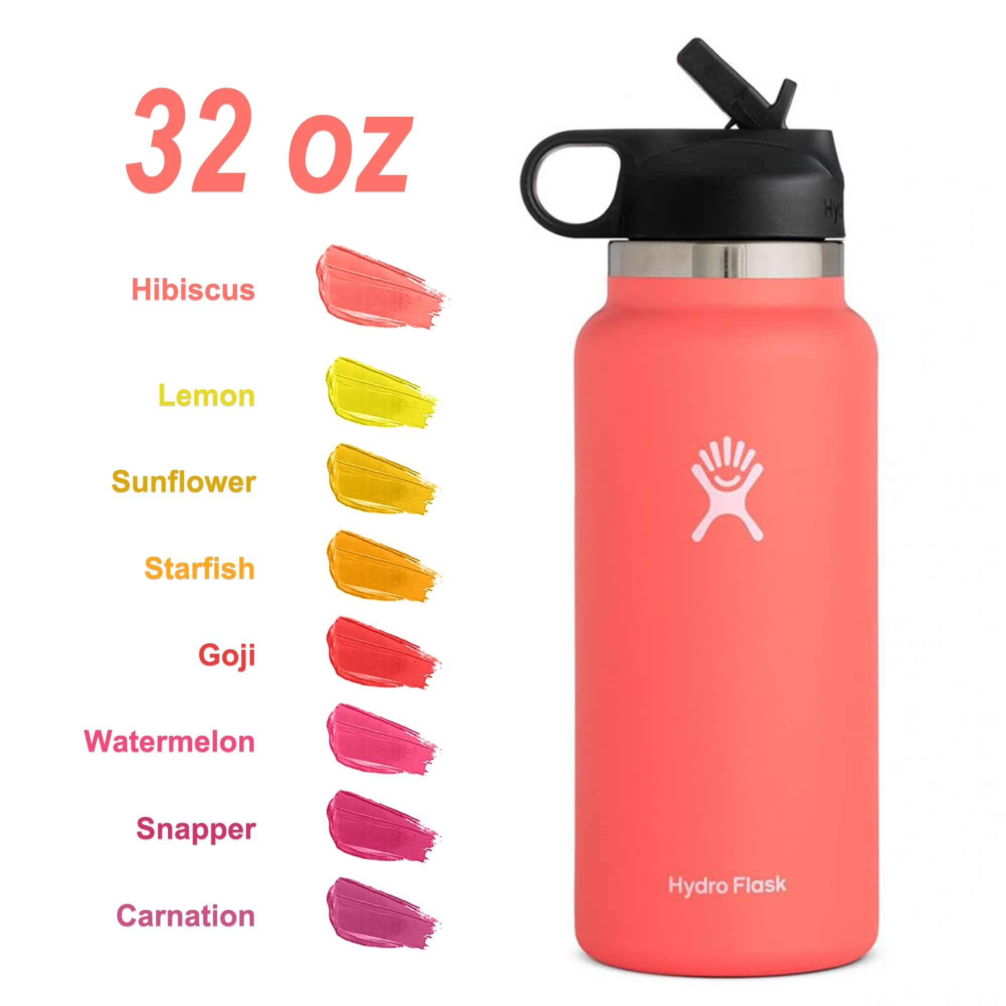  Hydro Flask Water Bottle - Standard Mouth Flex Lid - 18 oz,  Hibiscus : Sports & Outdoors