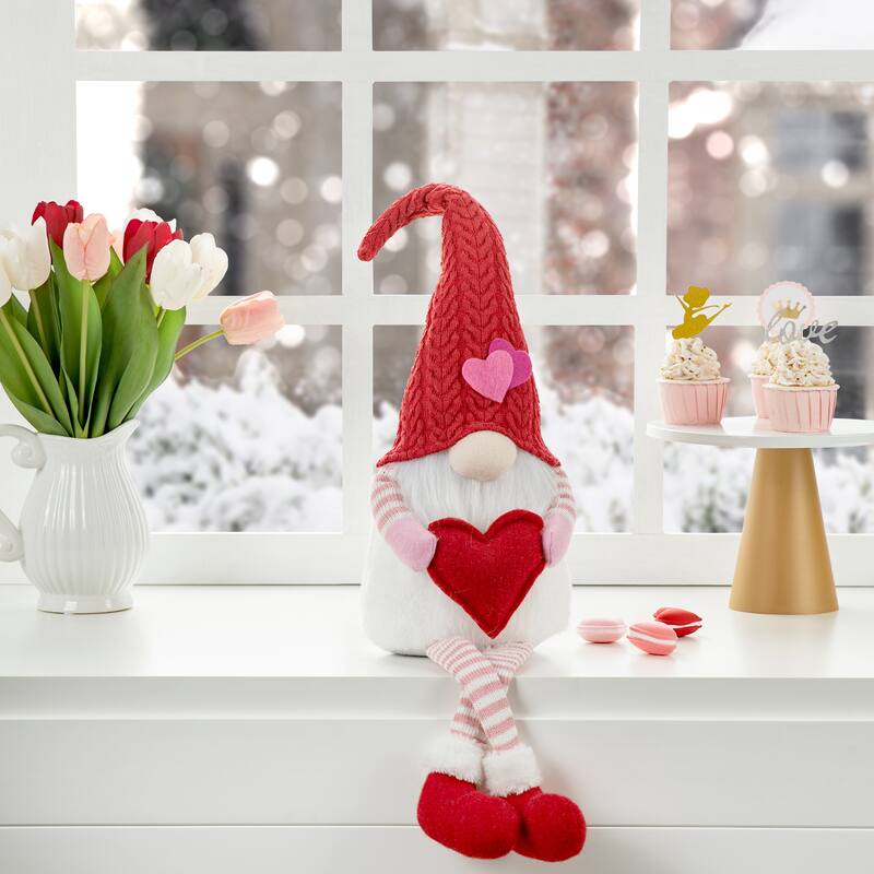 Glitzhome Christmas Hanukkah Fabric Gnome Shelf Sitter Holiday Decor
