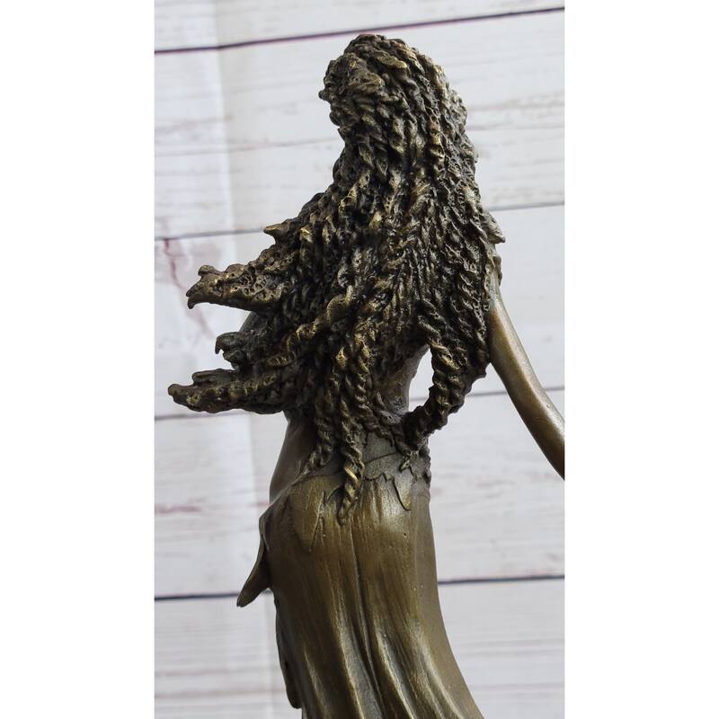 Gaia Earth Mother Nymph Female Figure Bronze Sculpture Statue On Marble Base