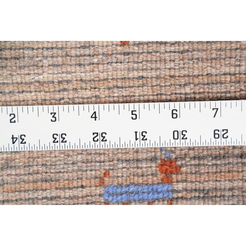 Hand Knotted Oriental 100% Wool Carpet Tribal Stripe Brown Gabbeh Area Rug - 4' 11'' X 3' 0''